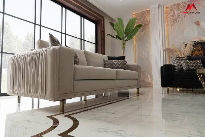 Beige Velvet  Sofa
